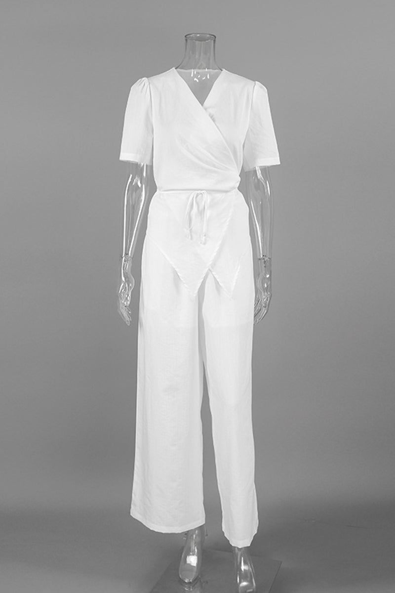 Elegant Wrap Top and Wide-Leg Pant Set