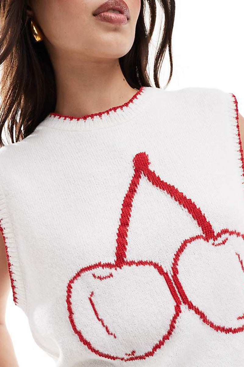 Fruit Knit Sleeveless Sweater Vest