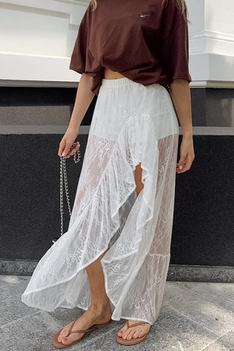 Chic Sheer Midi Skirt with Slit