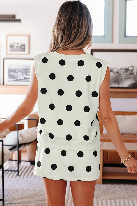 Polka Dot Tank Split Mini Skort Set