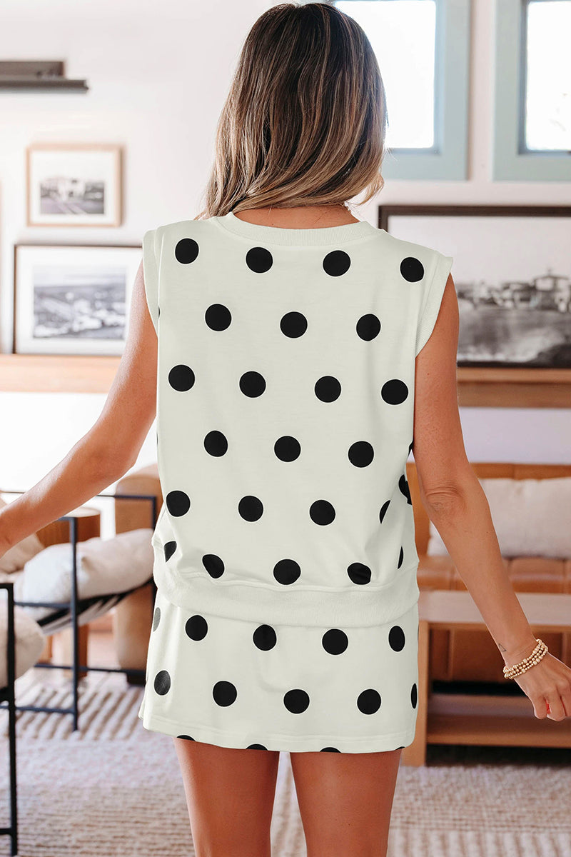 Polka Dot Tank Split Mini Skort Set
