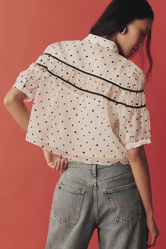 Polka Dot Button-Up Blouse