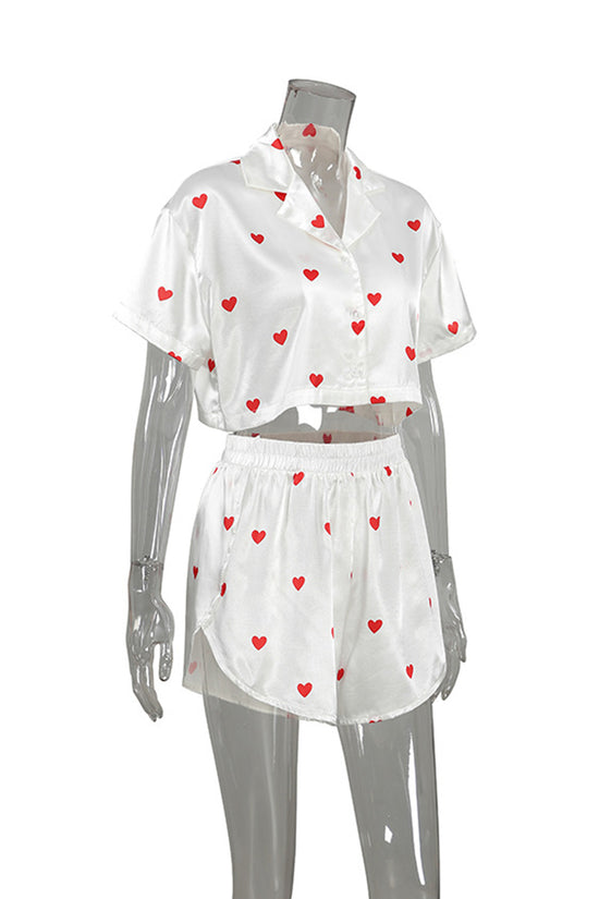 Heart Print Pajama Set