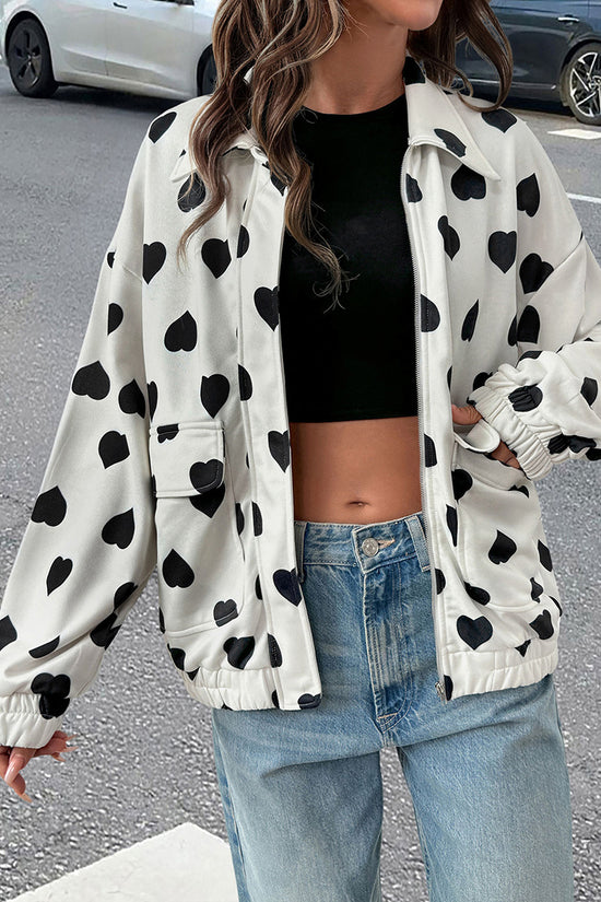 Heart Print Casual Jacket