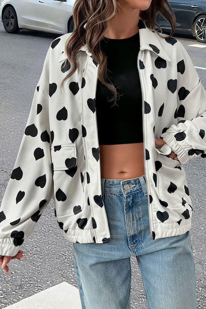Heart Print Casual Jacket