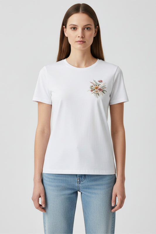 Petite Floral Embroidered T-Shirt