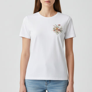 Petite Floral Embroidered T-Shirt