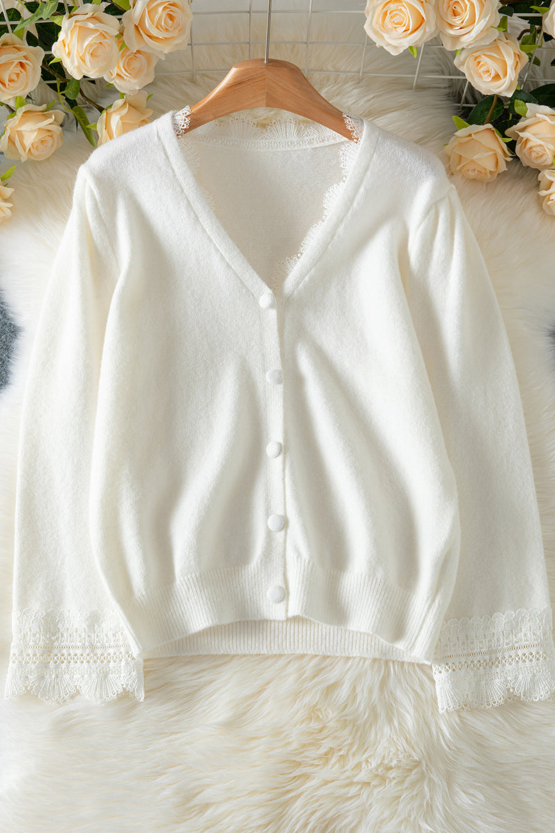 Lace Trim Shrug Cardigan