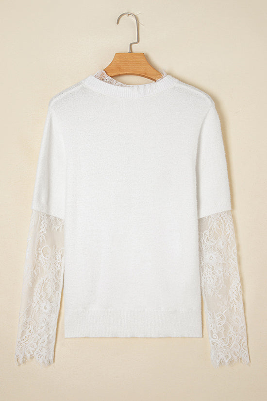 Lace Detail Sleeve Knit Top