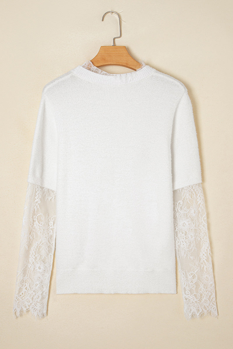 Lace Detail Sleeve Knit Top