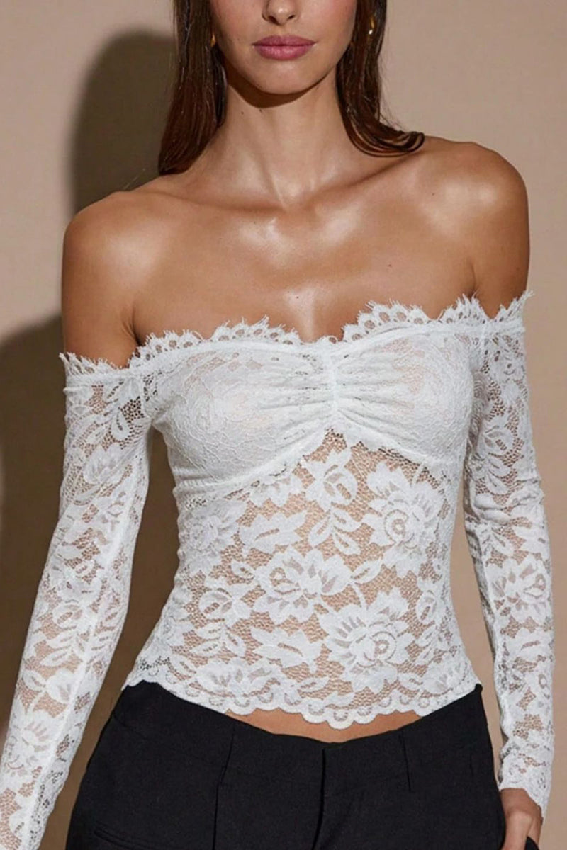 Off-Shoulder Lace Bodycon Top