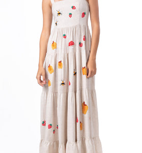 Strawberry Bee Print Maxi Dress