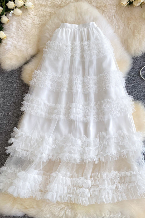 Ruffle Layered Midi Skirt