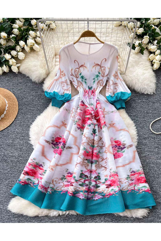 Floral Print Puff Sleeve Casual Dress