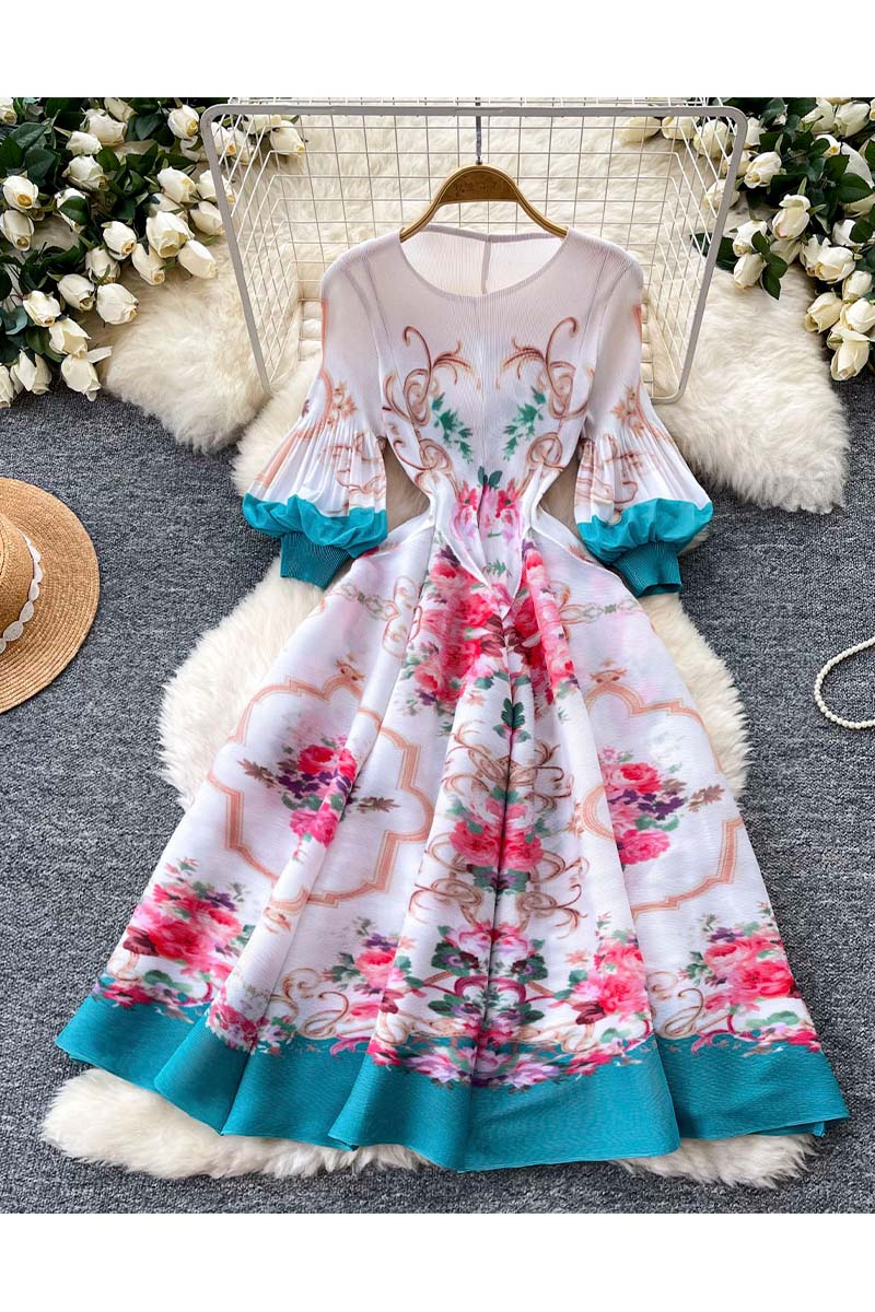 Floral Print Puff Sleeve Casual Dress