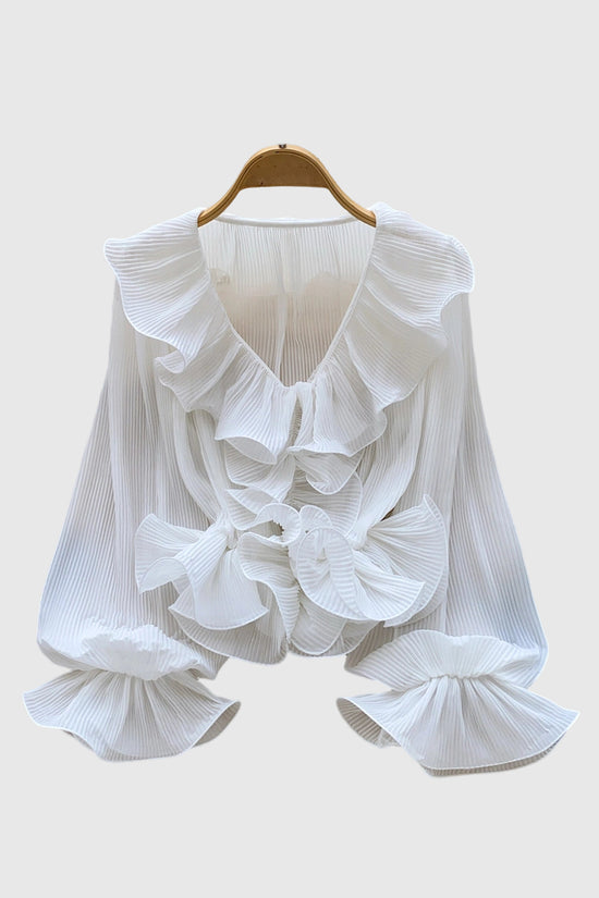 Ruffled V-Neck Blouse