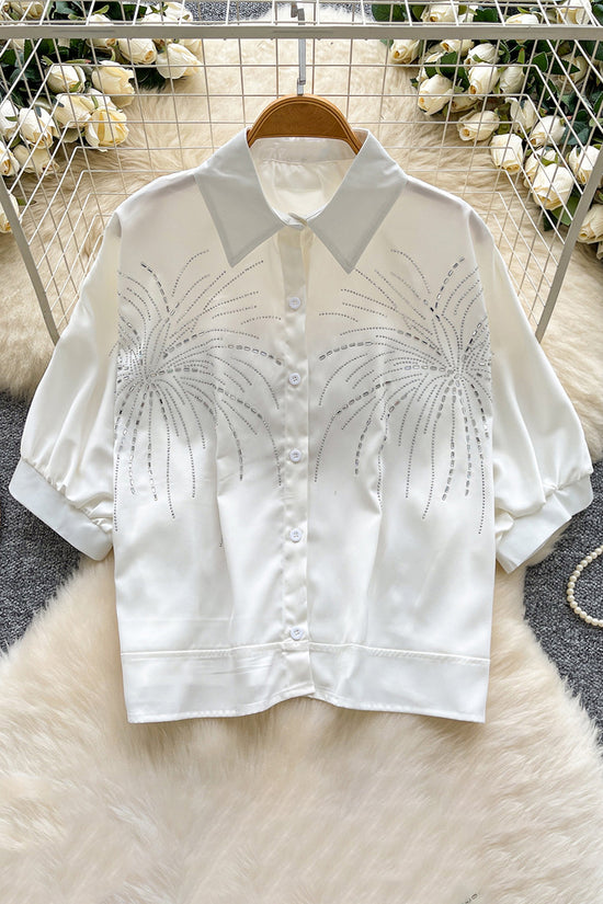 Sparkling Pattern Button-Up Blouse