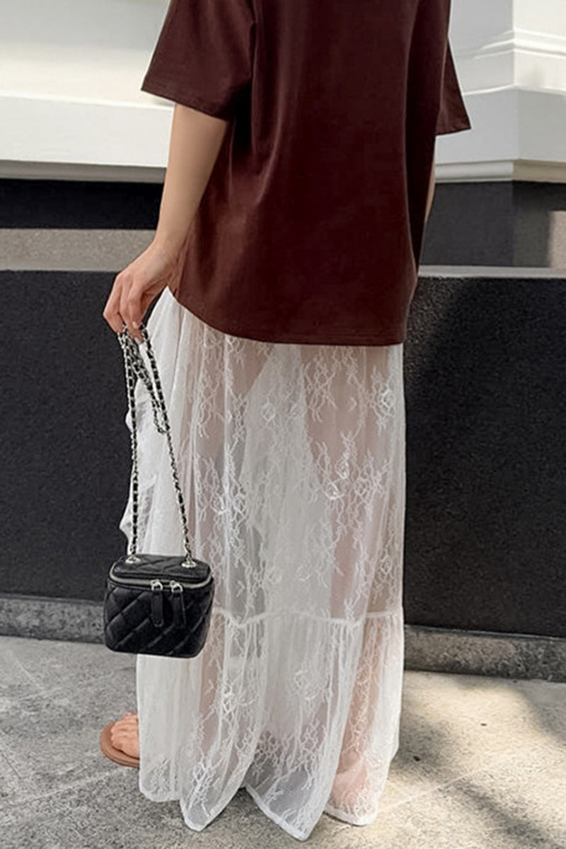 Chic Sheer Midi Skirt with Slit
