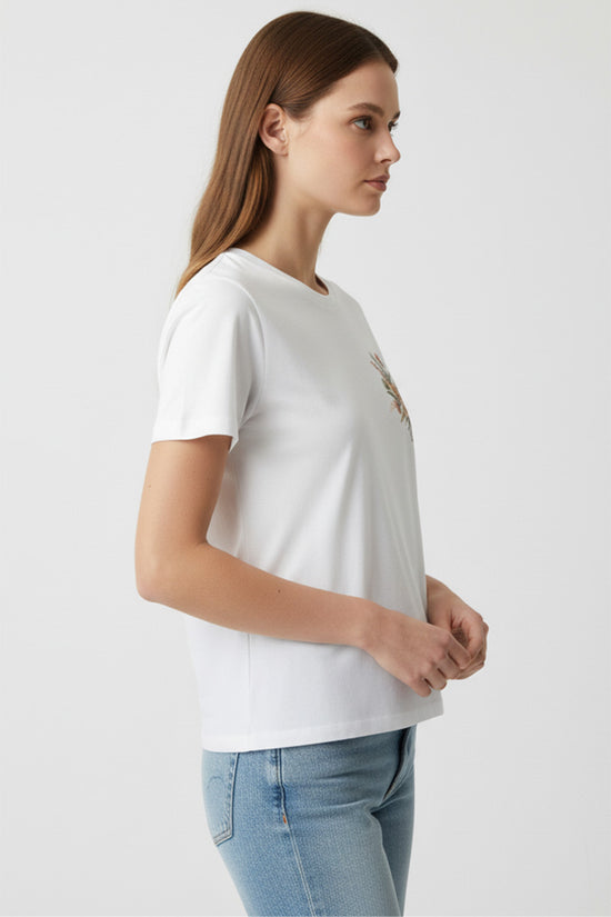 Petite Floral Embroidered T-Shirt