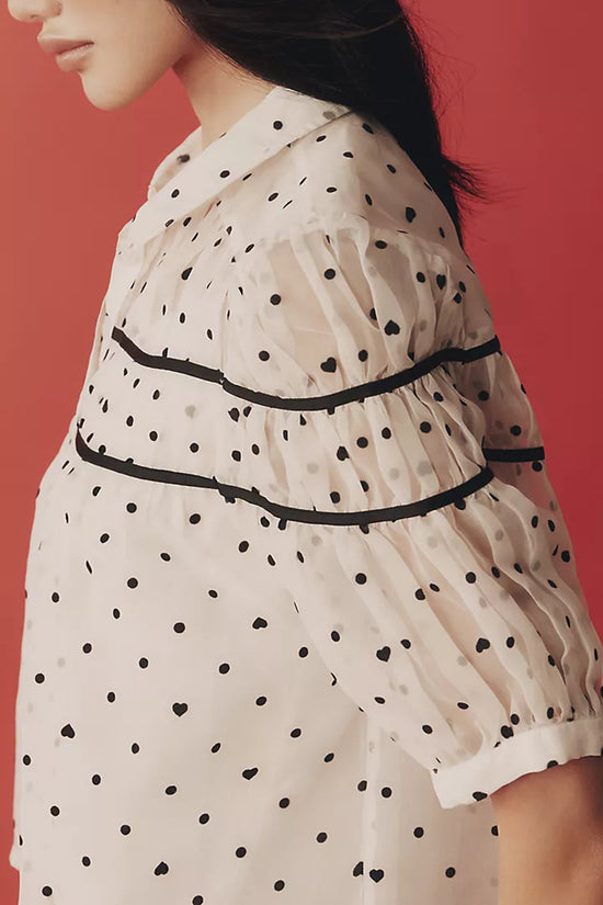 Polka Dot Button-Up Blouse