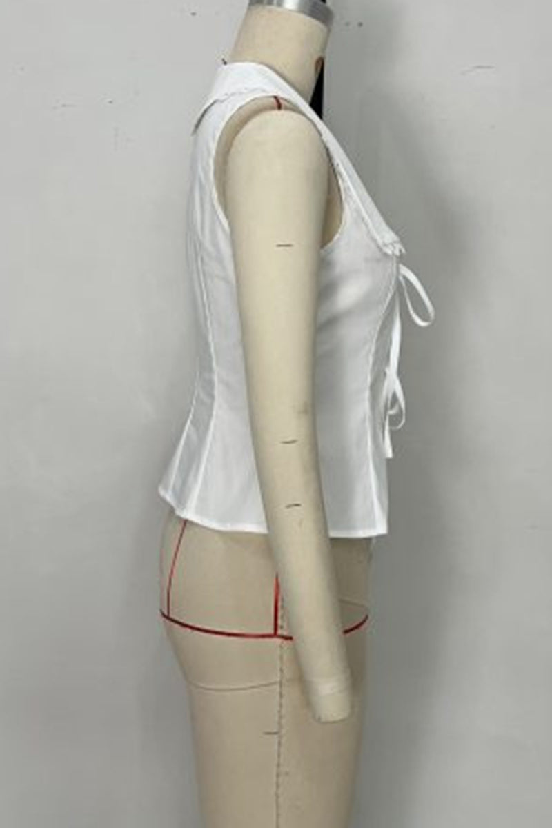 Elegant Sleeveless Tie-Front Tank