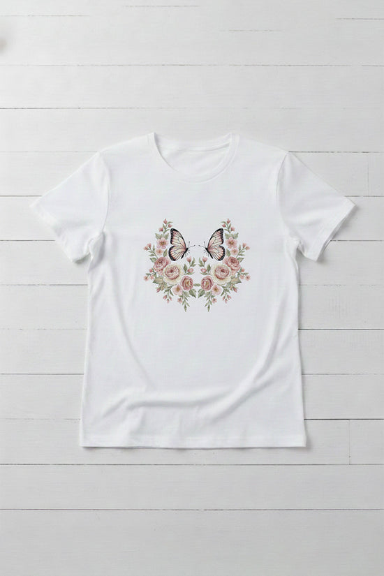 Butterfly Garden Embroidered T-Shirt
