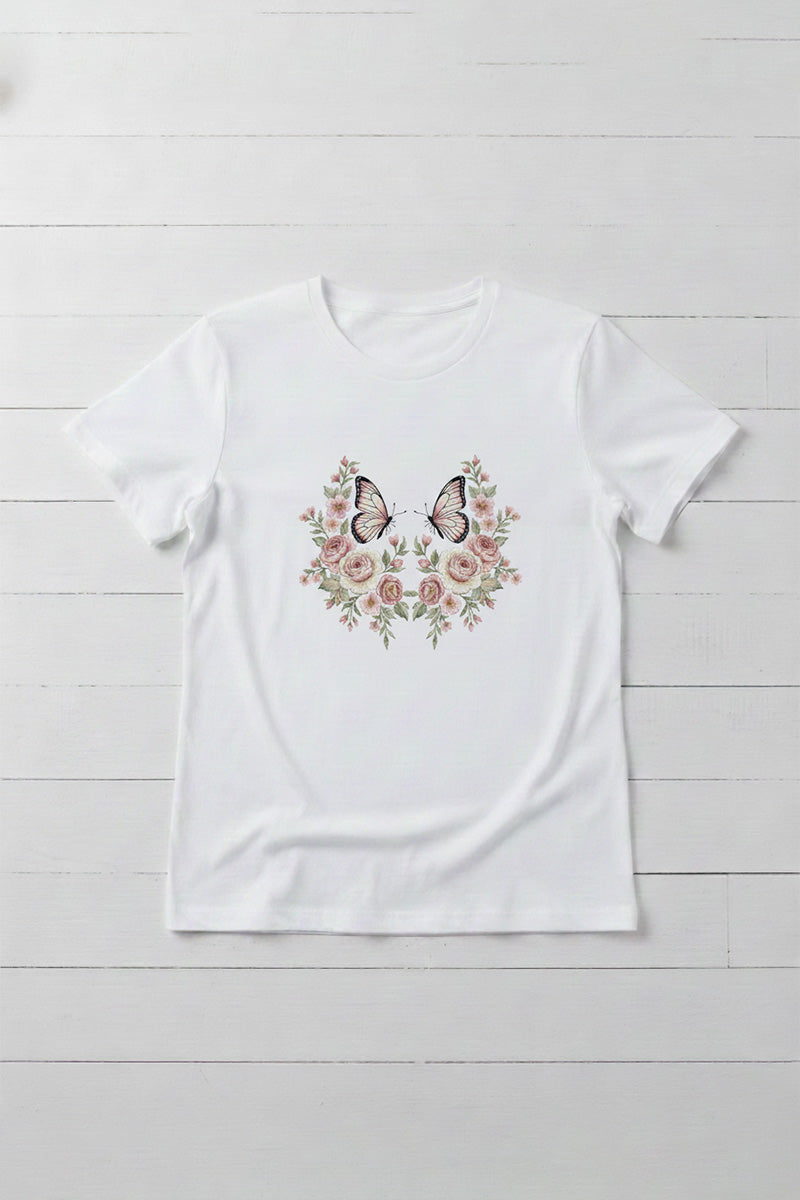 Butterfly Garden Embroidered T-Shirt
