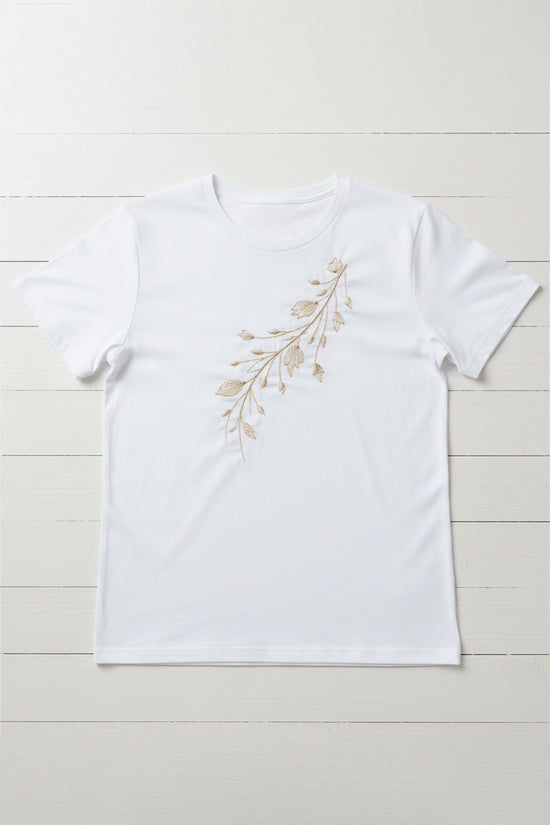 Golden Vine Embroidered T-Shirt