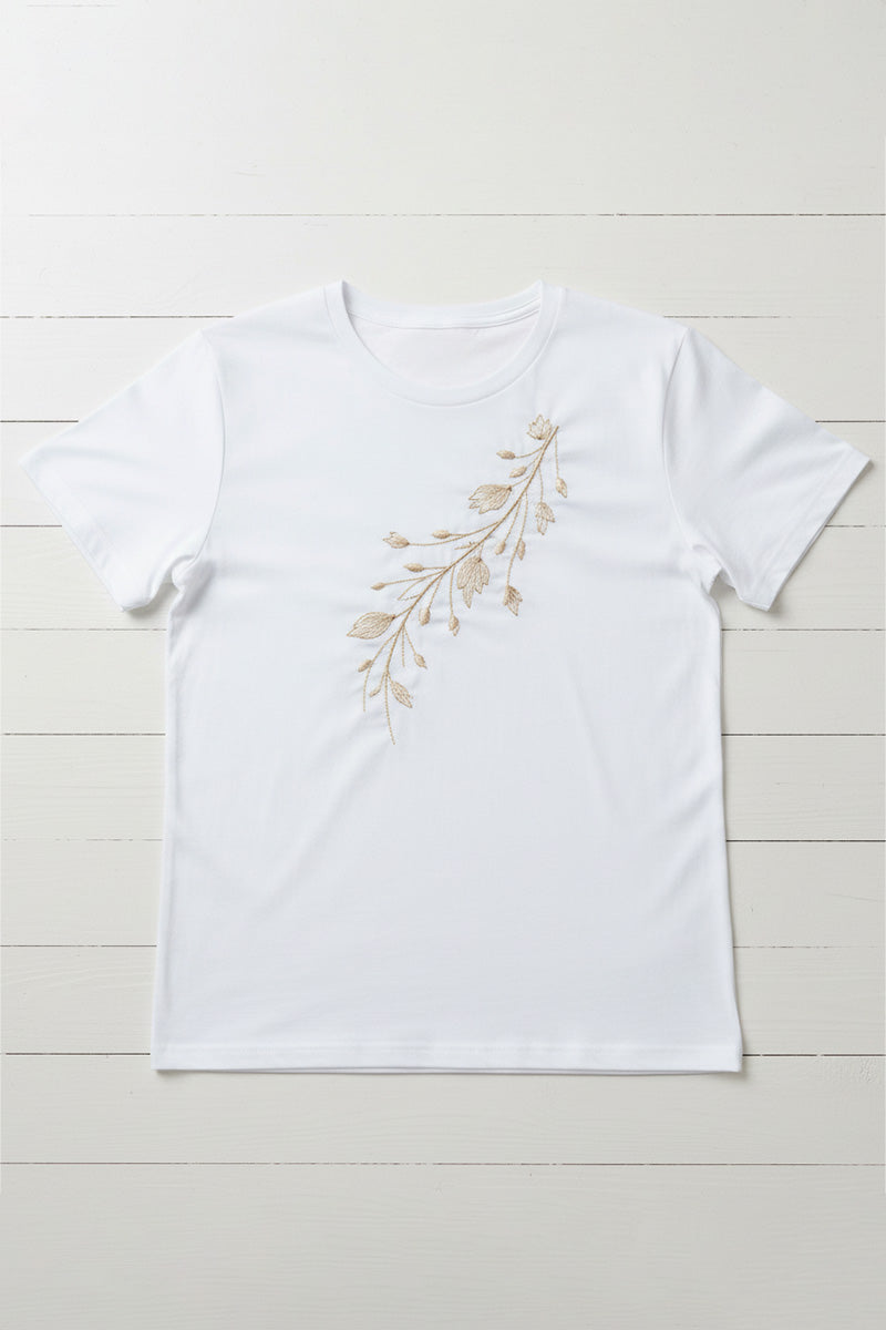Golden Vine Embroidered T-Shirt