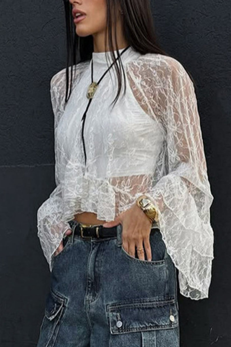 Elegant Lace High Neck Blouse