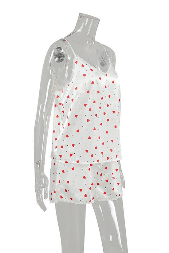 Heart Print Sleeveless Pajama Set