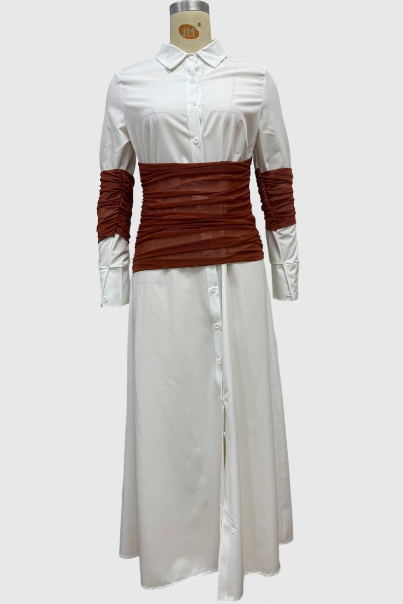 Long Sleeve Contrast Wrap Casual Dress
