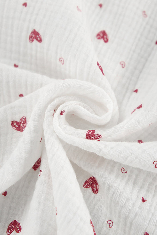 Heart Print Ruffle Pajama Set