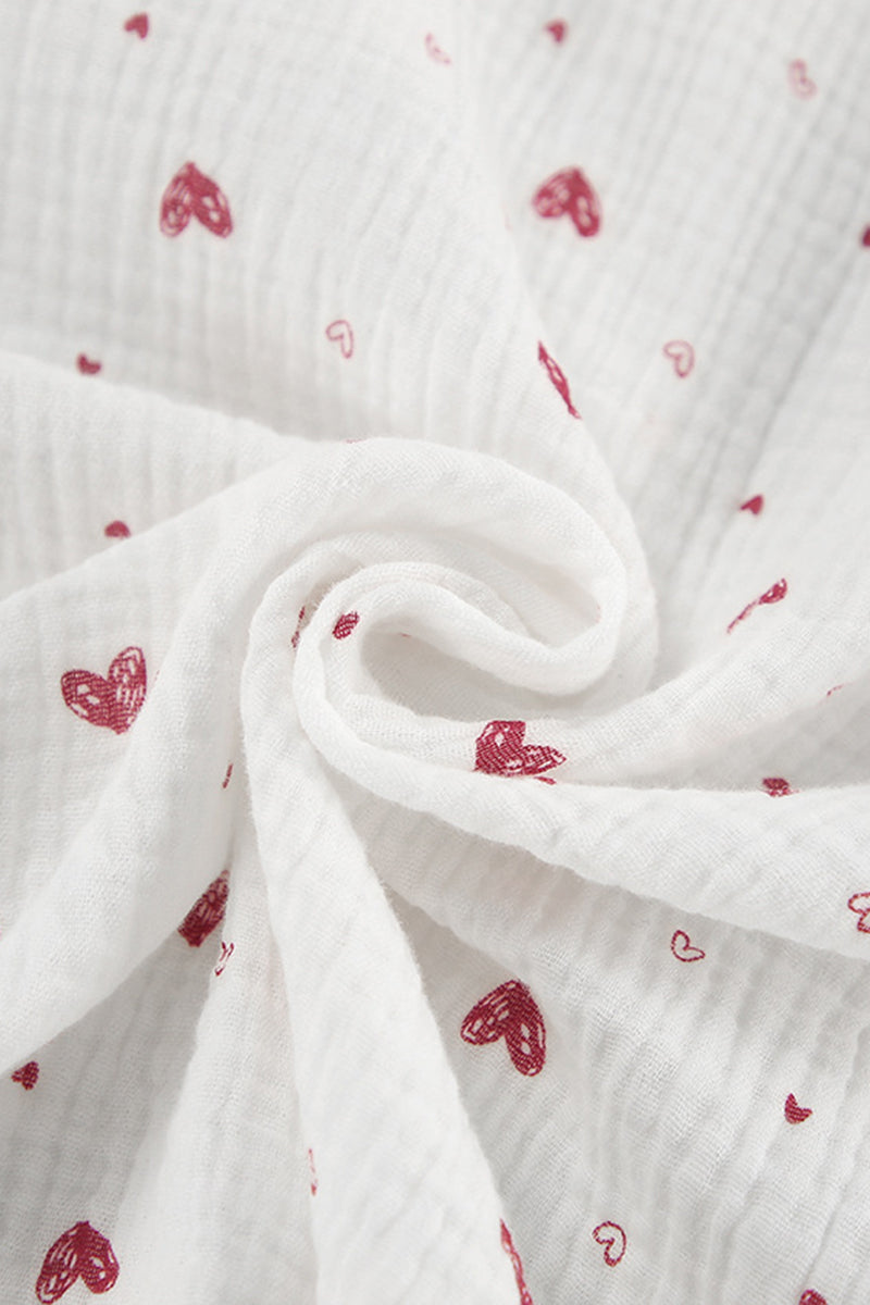 Heart Print Ruffle Pajama Set