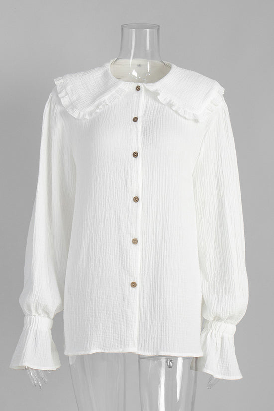 Ruffled Collar Button-Up Blouse