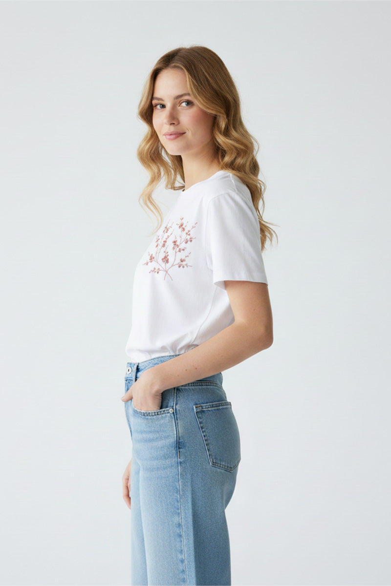 Blossom Breeze Embroidered T-Shirt