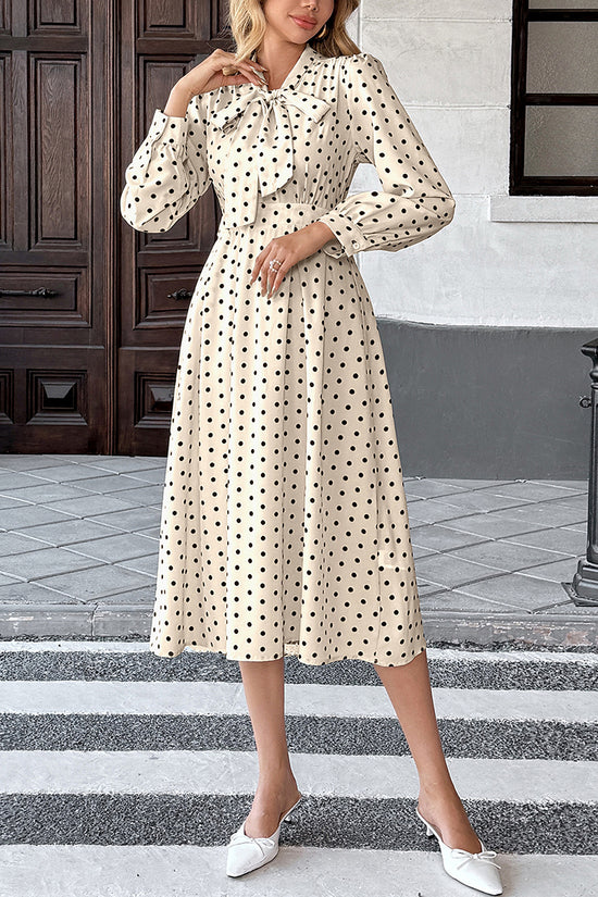 Polka Dot Bow Tie Midi Dress
