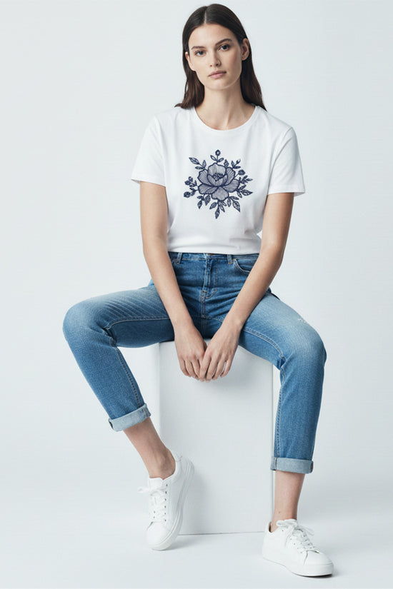 Classic Floral Embroidered T-Shirt
