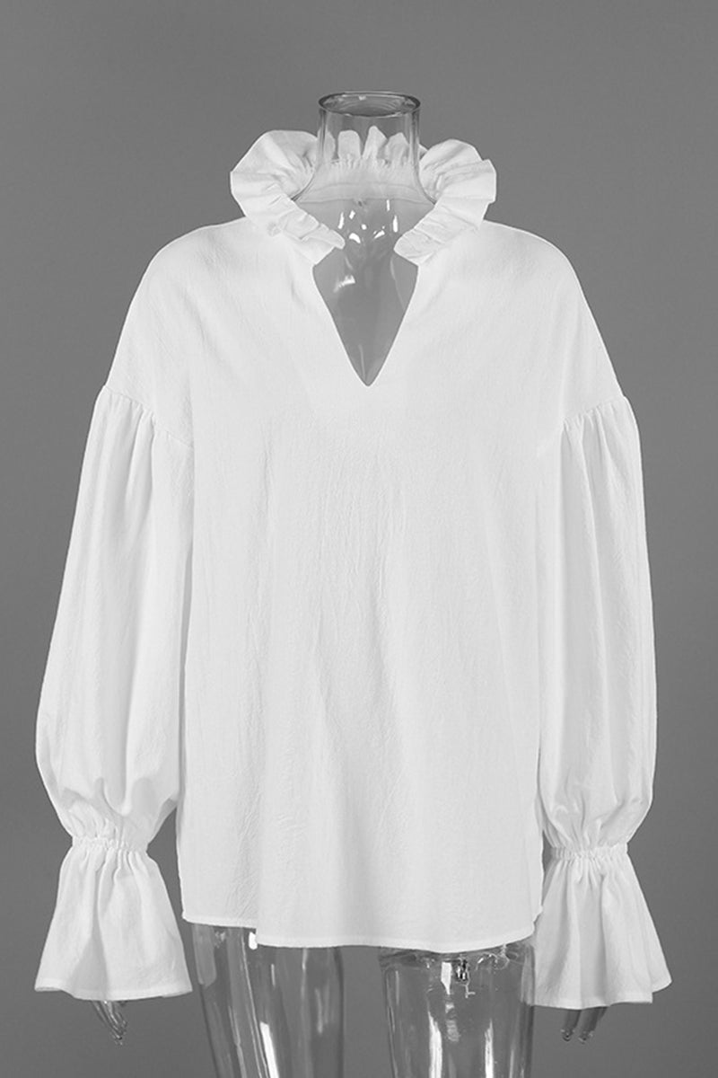 Elegant V-Neck Puff Sleeve Blouse