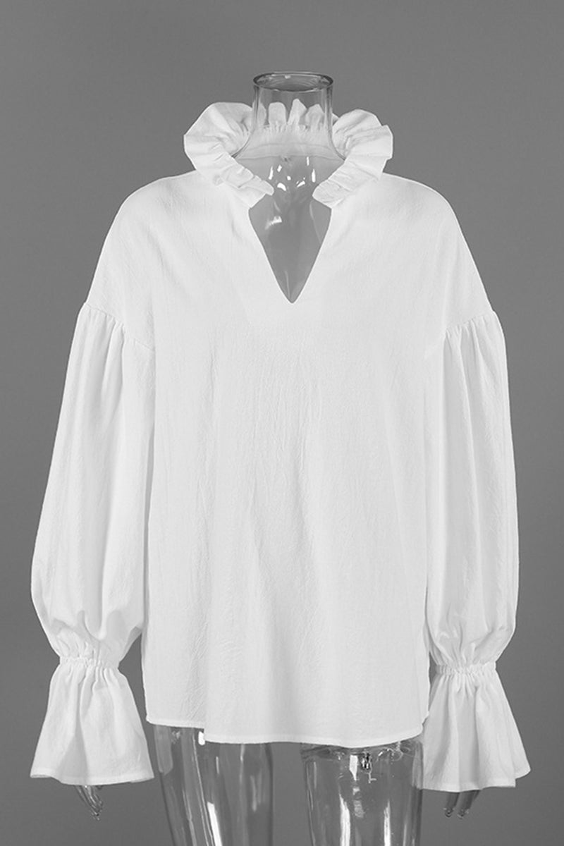 Chic V-Neck Puff Sleeve Blouse