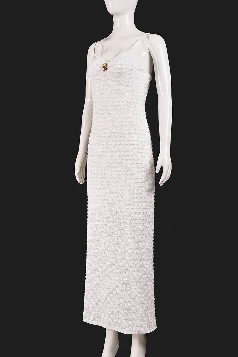 Textured Sleeveless Maxi Bodycon Dress