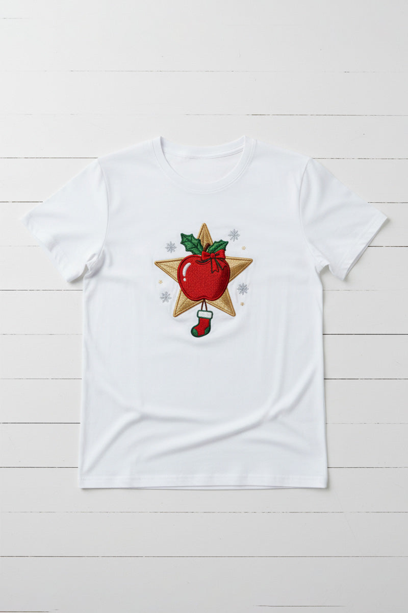 Golden Star Apple Embroidered T-Shirt