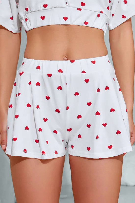 Heart Print Short Sleeve Pajama Set
