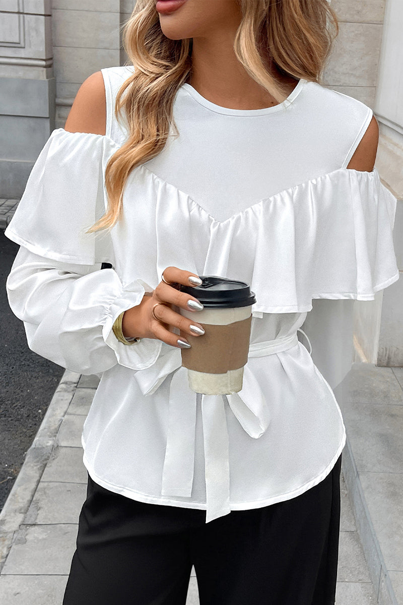 Ruffled Cold Shoulder Blouse