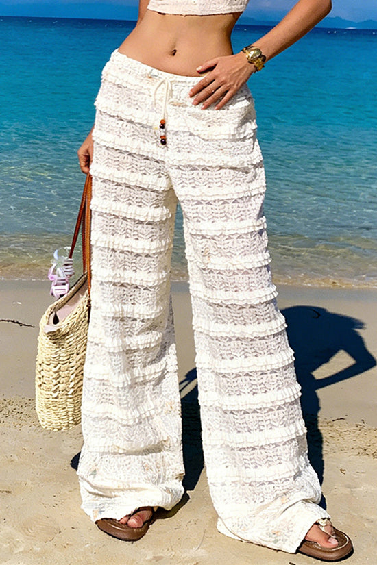 Textured Wide-Leg Casual Pants