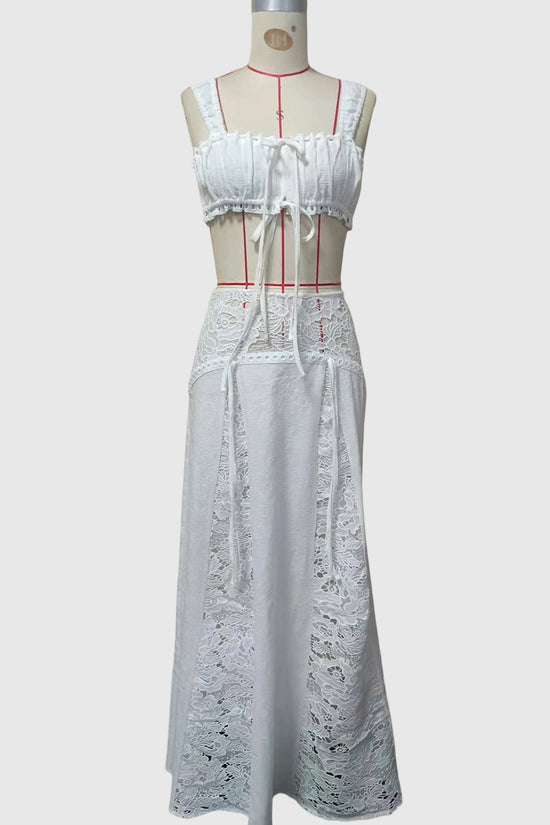 Off-Shoulder Lace Skirt Set