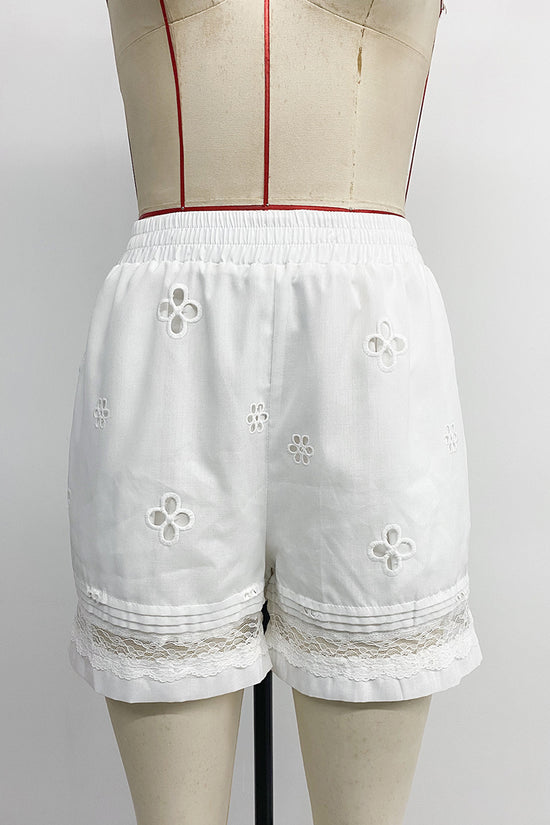Print Lace Trim Casual Shorts