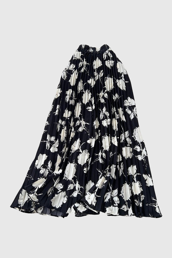 Floral Pleated Midi Skirt
