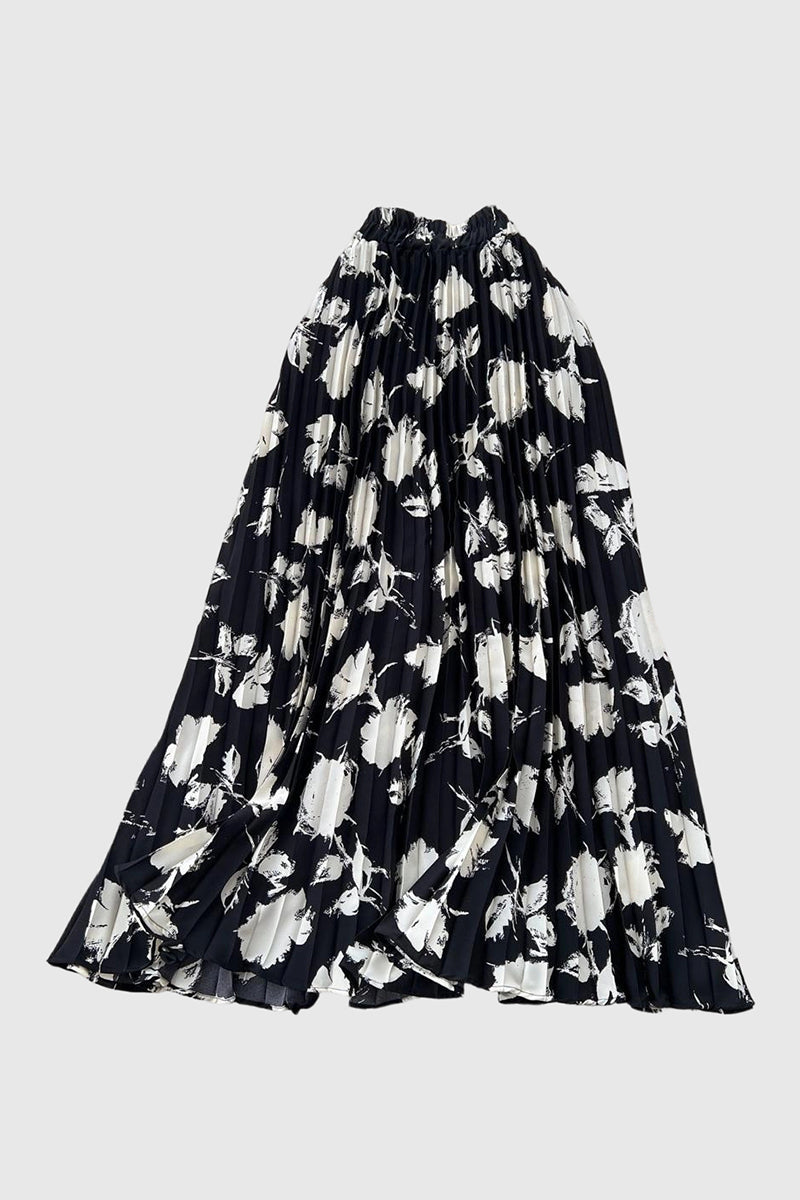 Floral Pleated Midi Skirt