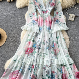 Floral Print Long Casual Dress
